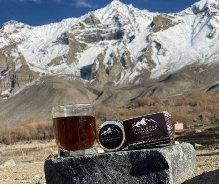 ELASNA™ Himalayan Shilajit resin placed in high-altitude Gilgit-Baltistan mountains