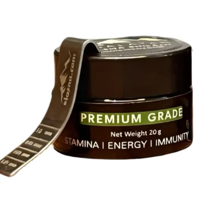 Elasna Gold Grade Himalayan Shilajit resin jar from Gilgit Baltistan