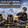 Pure Himalayan Shilajit resin vs capsules vs drops wholesale comparison with Elasna processing and lab-tested export-grade products from Gilgit-Baltistan